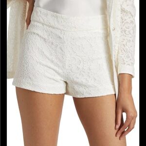 Alice + Olivia White Lace High-Waist Shorts